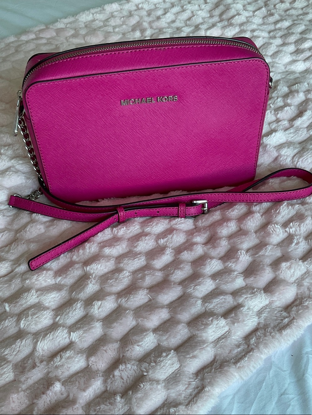 Michael Kors Hot Pink Saffiano Leather Crossbody